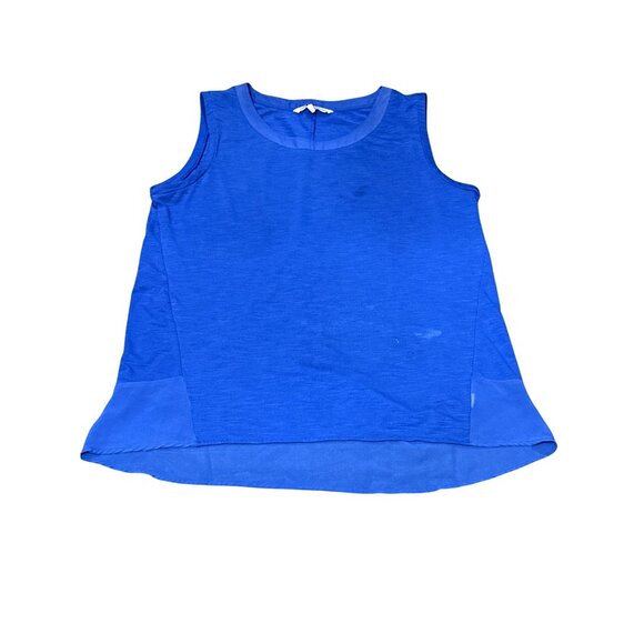 Adrienne Vittadini Royal Blue Tunic Top Sheer Chiffon Back Hem Size Large Chic - Picture 11 of 13